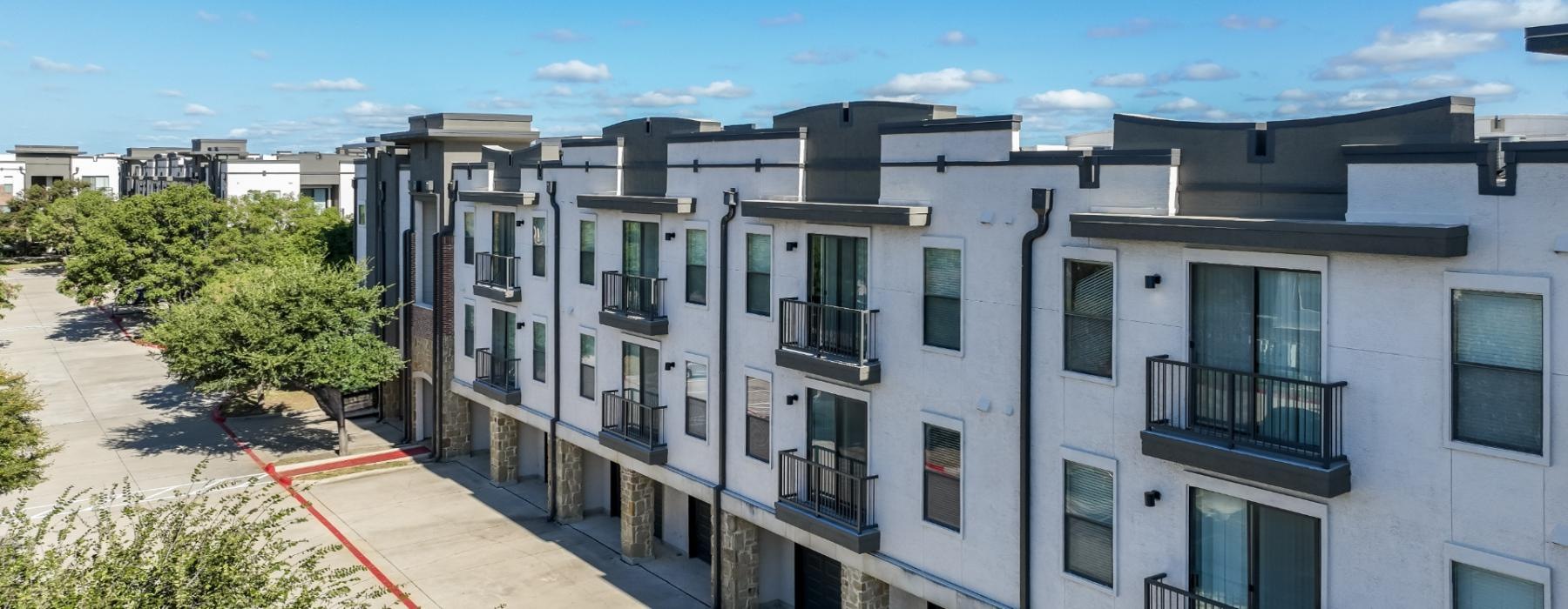 a row of white buildings