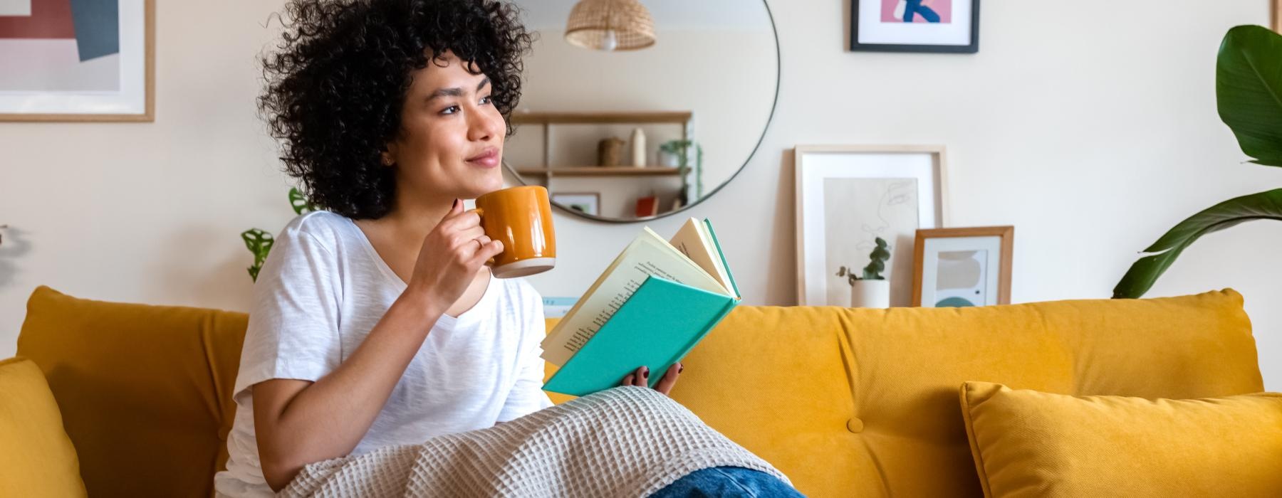 a person sitting on a couch